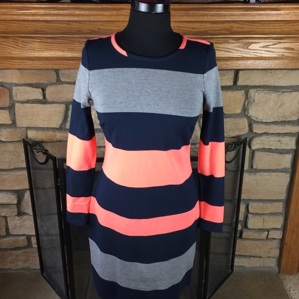 Banana Republic Striped Dress with Peephole Back